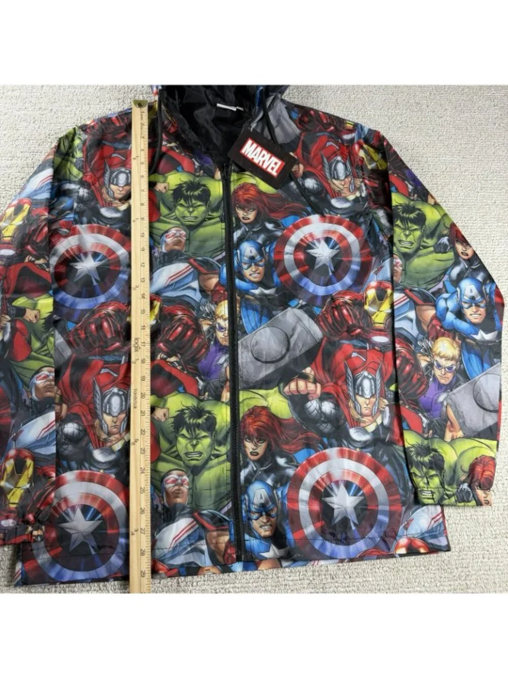 Marvel Avengers All Over Print Windbreaker Jacket Multicolor Men’s Size Medium